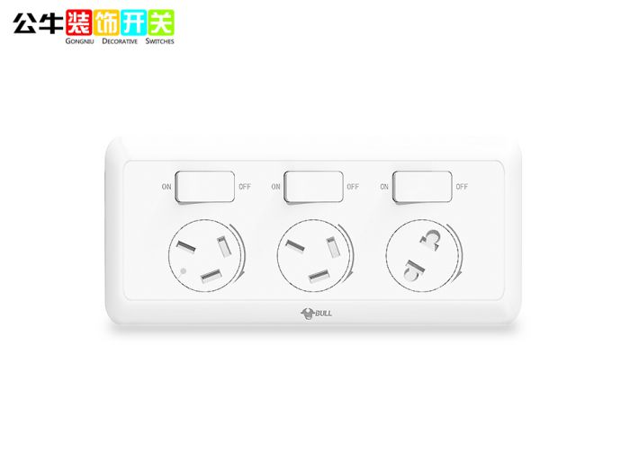 撫順公牛廚房專用插座插排家用防水多功能插座帶開(kāi)關(guān)墻壁電源開(kāi)關(guān)面板 編號(hào)：SHZS001956